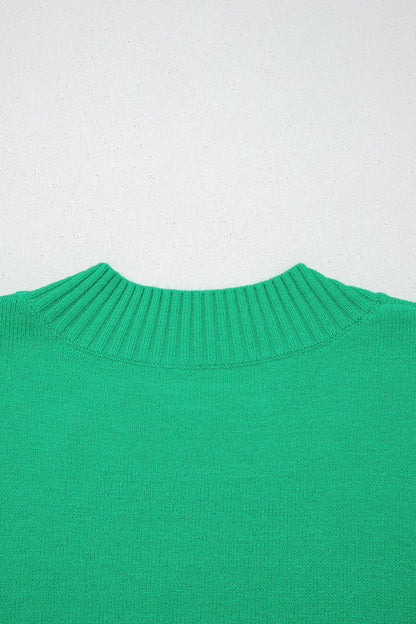 Ruffle Short Sleeve Sweater Top Green
