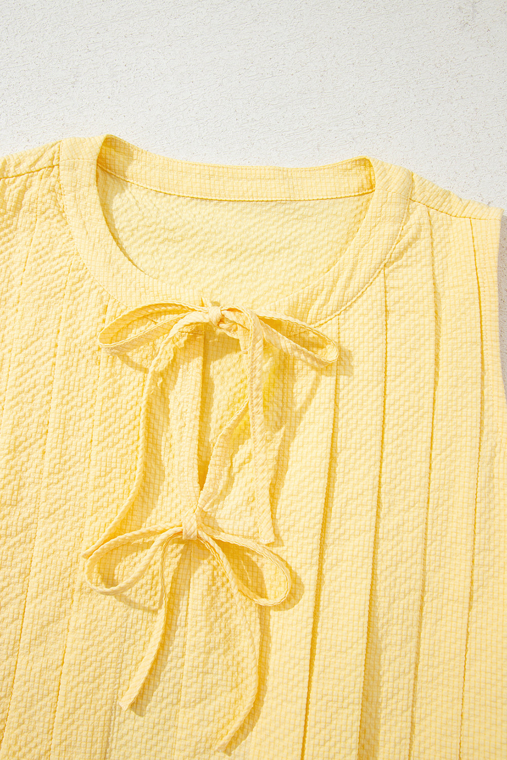 Notched Pleated Tank Top