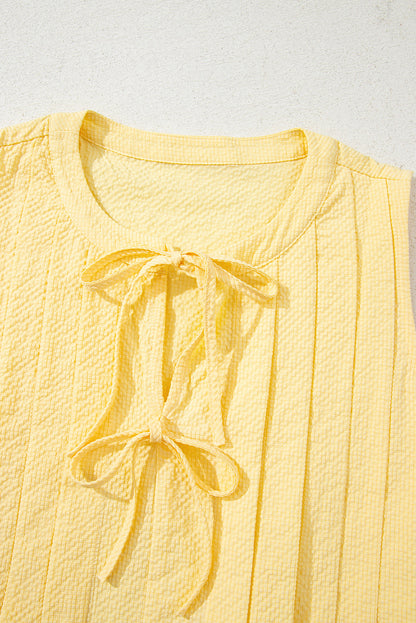 Notched Pleated Tank Top