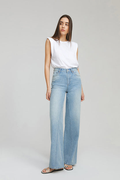 Angeles High Rise Wide Leg Light Wash Jeans