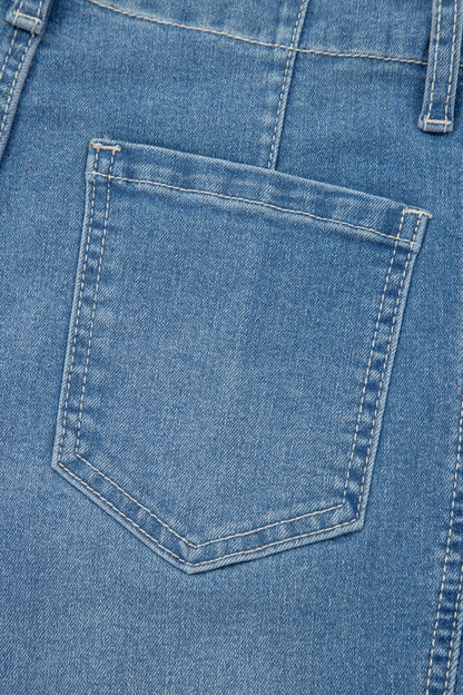 Sky Wash Cuffed Barrel Jeans