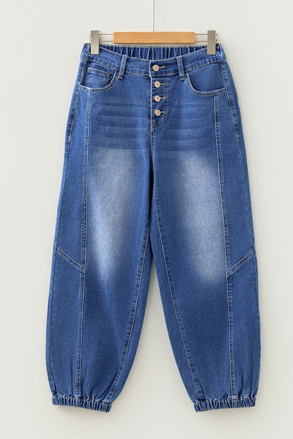 Button Fly Tapered Loose Jeans