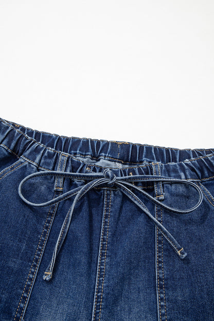Fray Hem Wide Leg Denim Pants