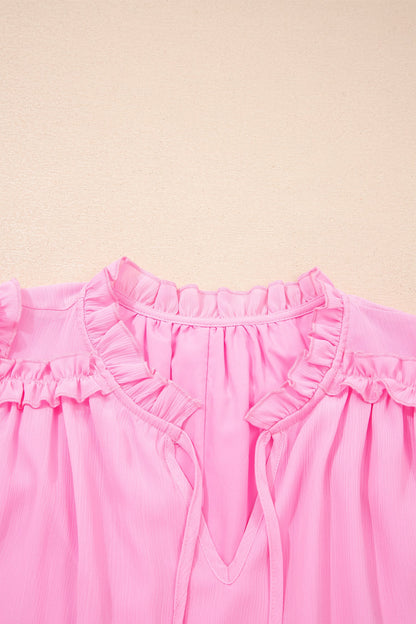 Plus Ruffle Short Sleeve Blouse