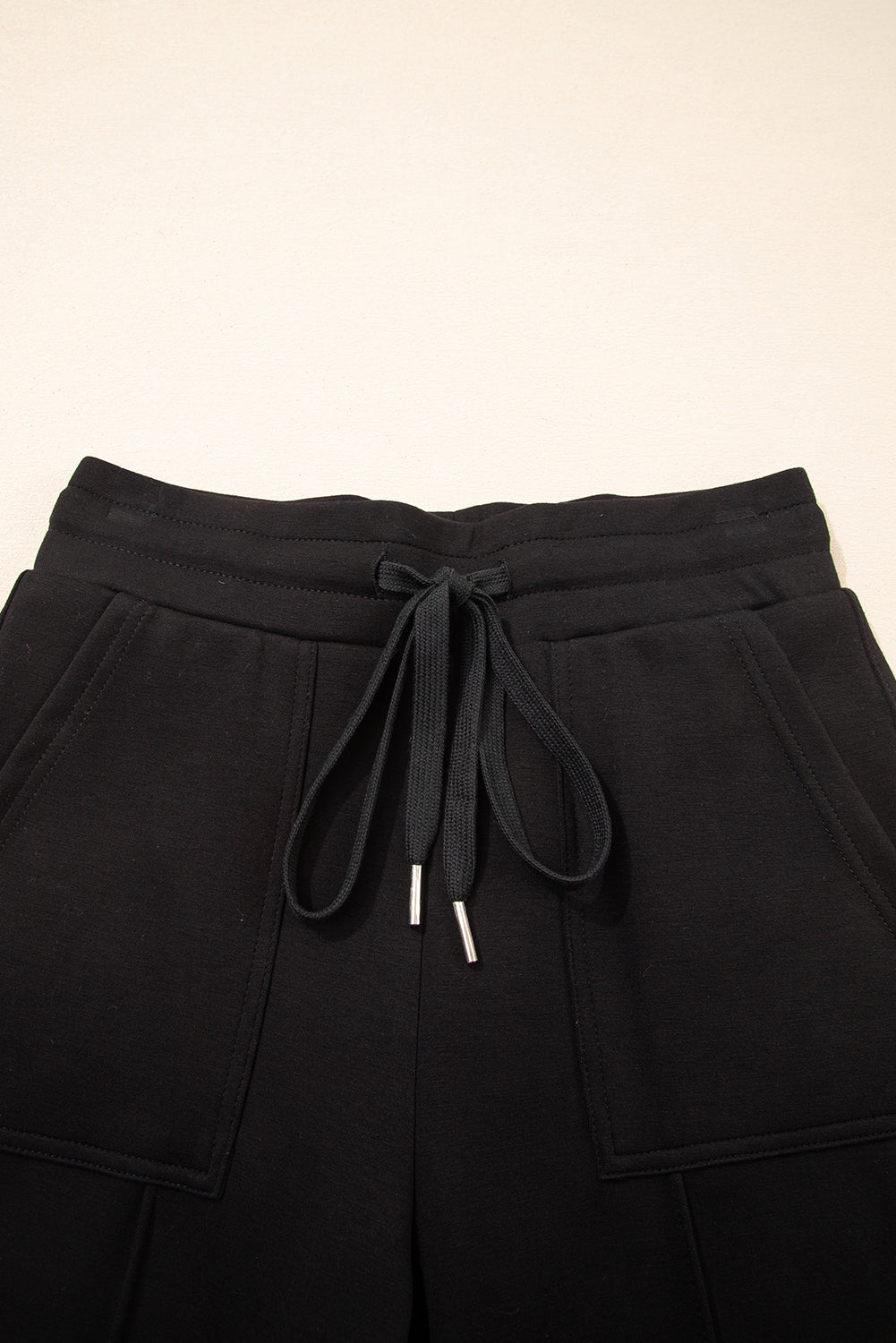 Black Exposed Seam Skinny Jogger Pants