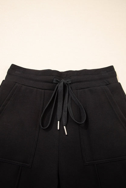 Black Exposed Seam Skinny Jogger Pants