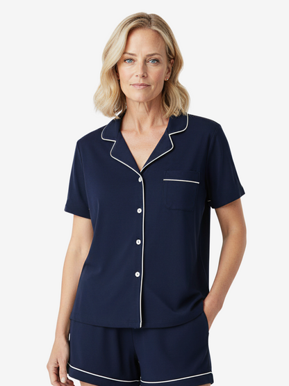 D's Short Sleeve Button Lounge Shirt
