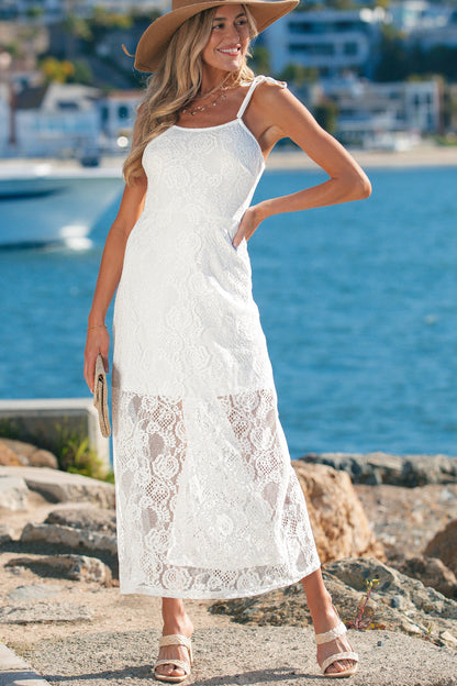 Lace Overlay Long Dress