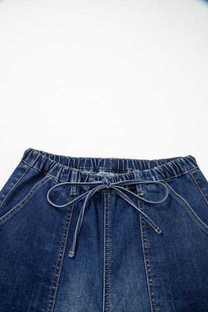 Fray Hem Wide Leg Denim Pants