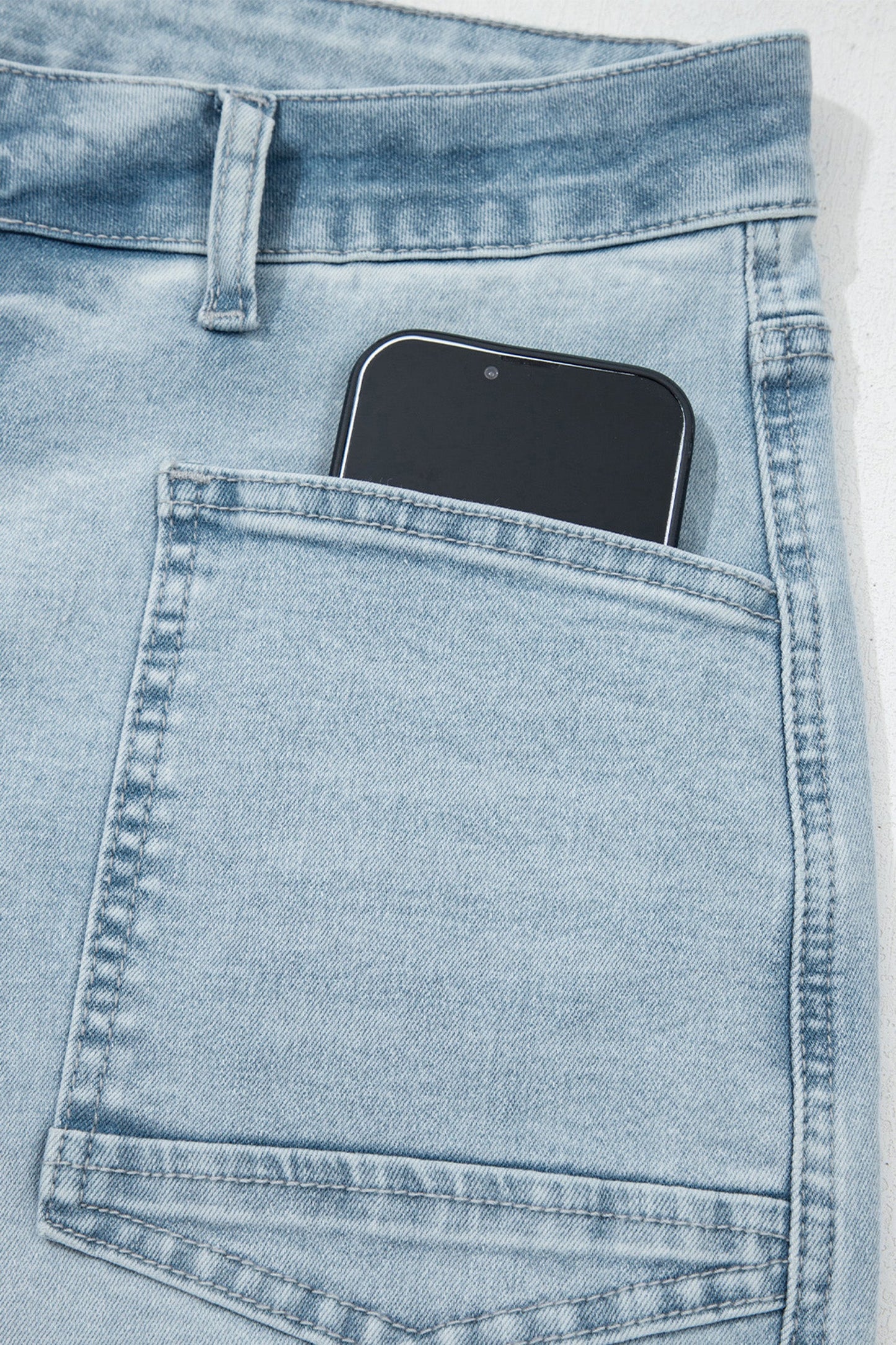 Beau Blue Frayed Crop Straight Jeans
