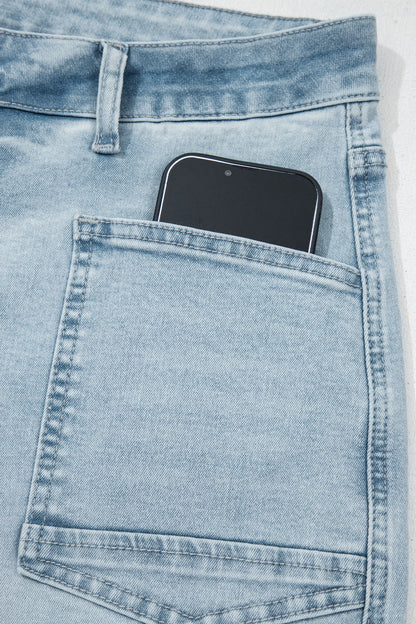 Beau Blue Frayed Crop Straight Jeans