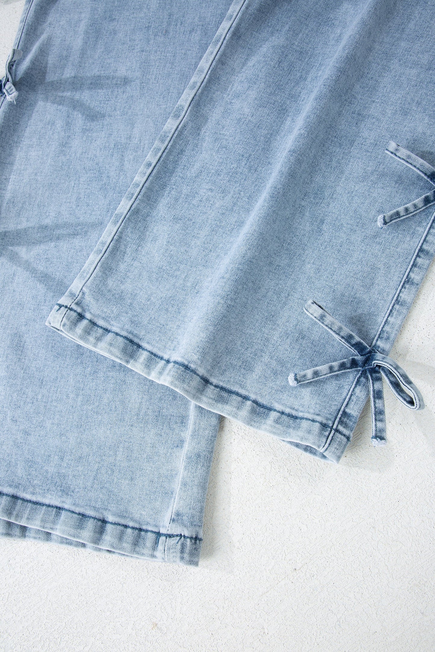 Bow Knot Side Straight Leg Jeans