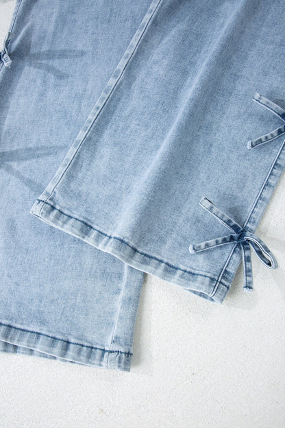 Bow Knot Side Straight Leg Jeans