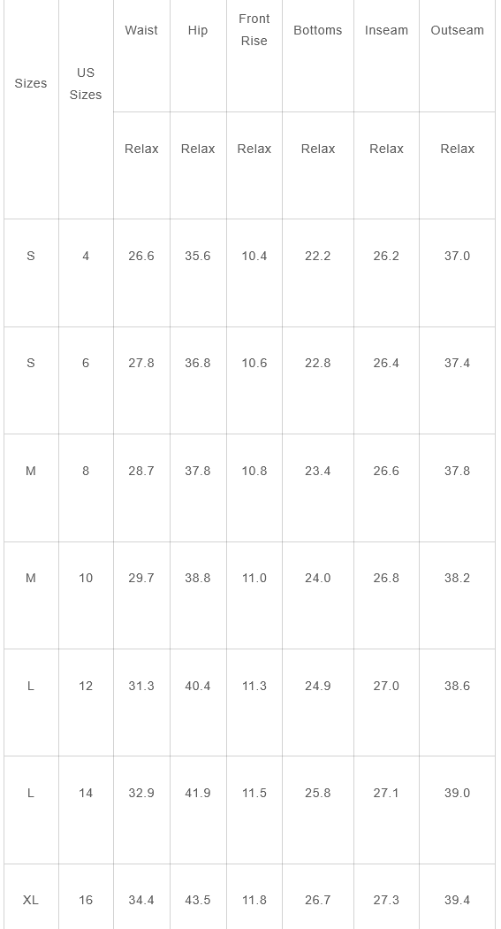size chart