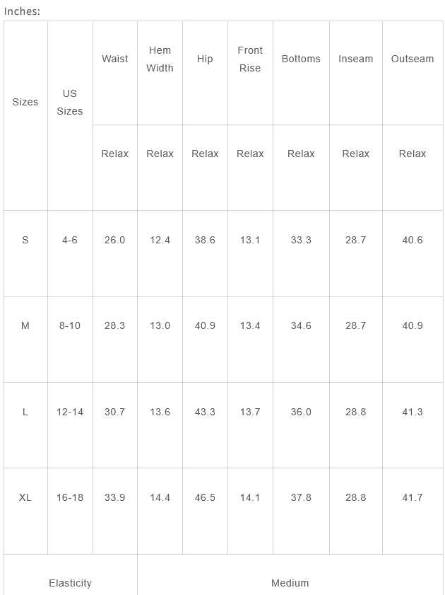 size chart