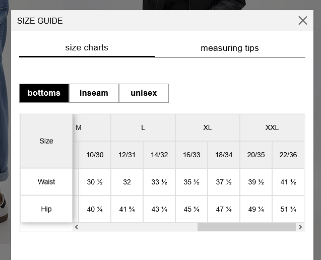 size chart