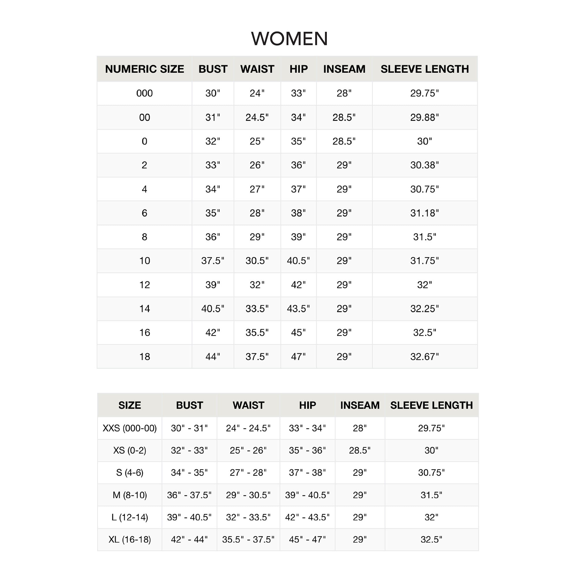size chart