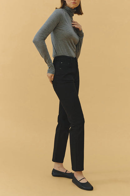 Black Straight Leg & Lined Crop Jeans