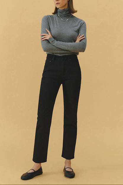Black Straight Leg & Lined Crop Jeans