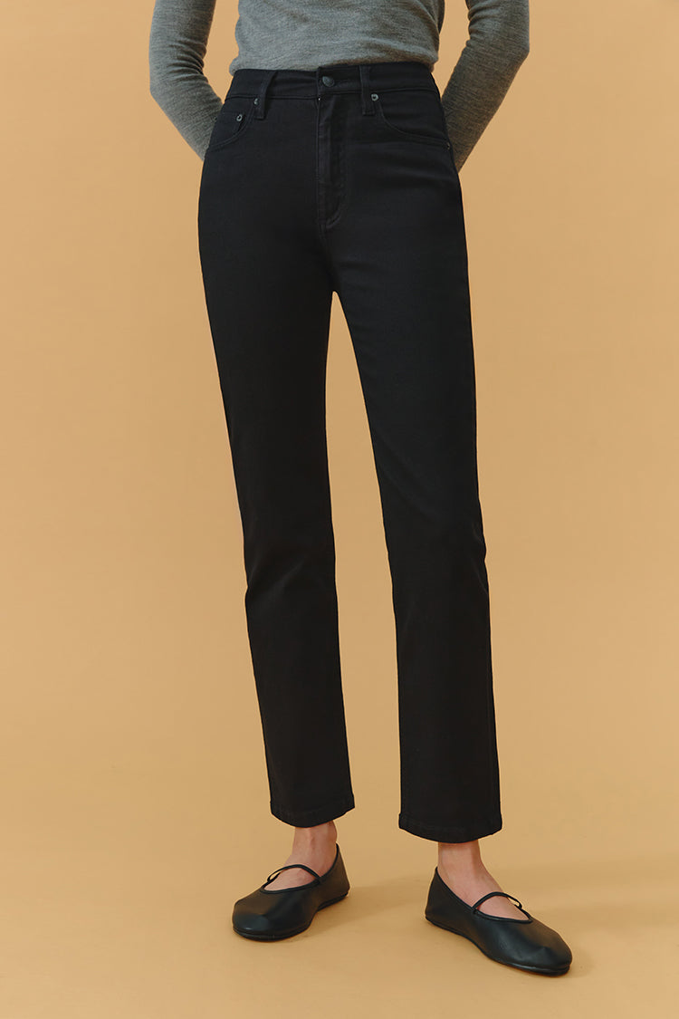 Black Straight Leg & Lined Crop Jeans