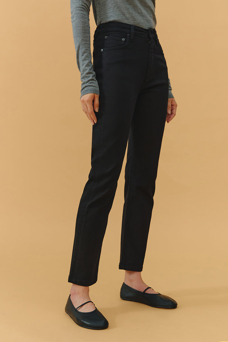 Black Straight Leg & Lined Crop Jeans