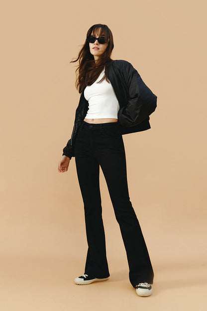 Vintage High Rise Flare Stretch Jeans