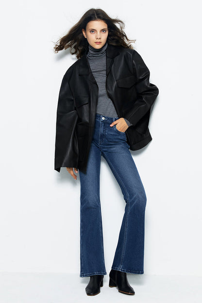 Vintage High Rise Flare Stretch Jeans
