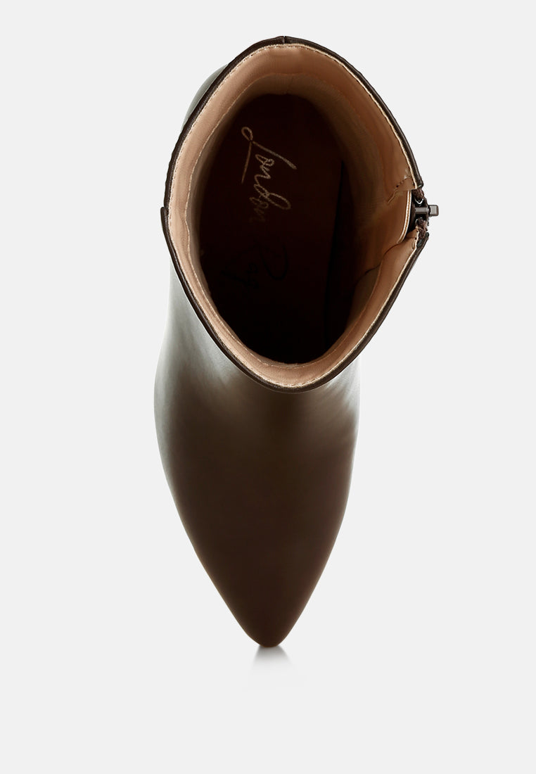 Metallic Flare Heel Ankle Boots