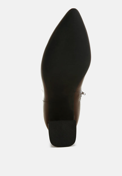 Metallic Flare Heel Ankle Boots