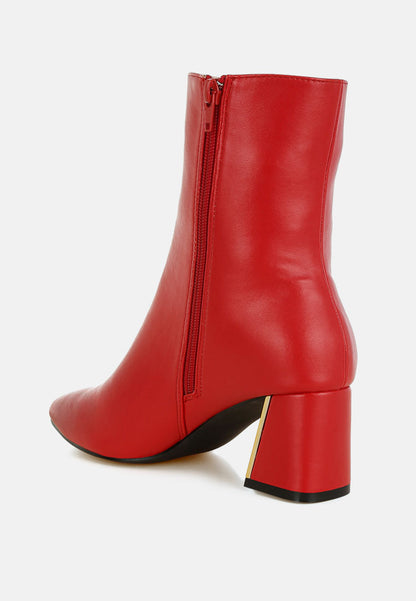 Metallic Flare Heel Ankle Boots