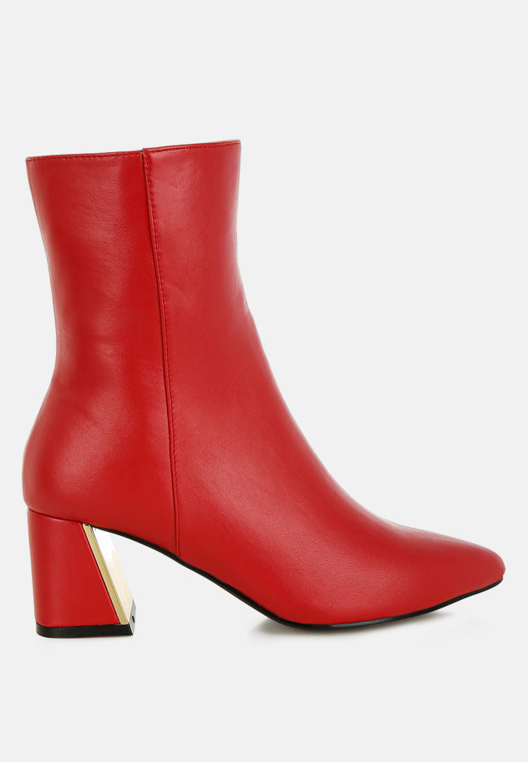 Metallic Flare Heel Ankle Boots