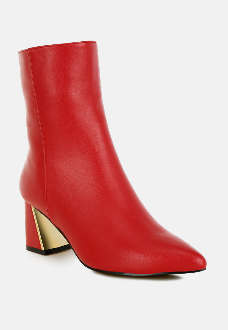 Metallic Flare Heel Ankle Boots