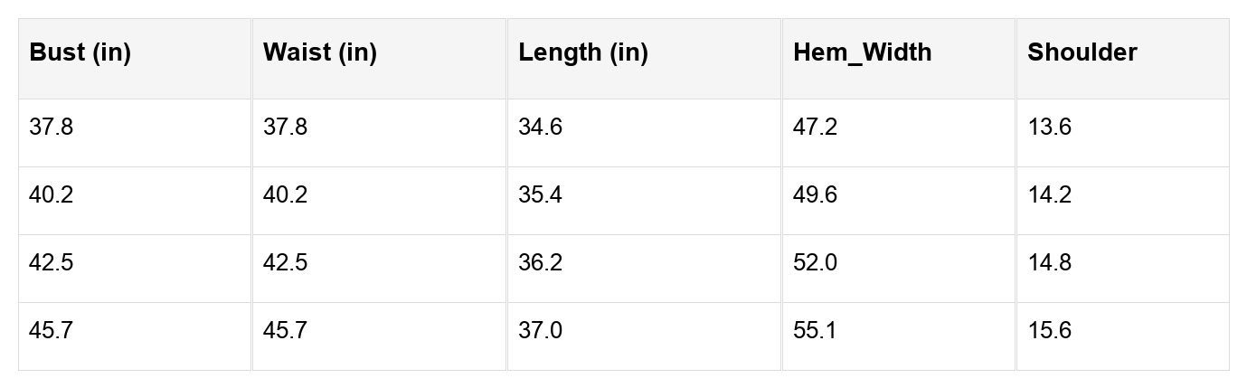 size chart