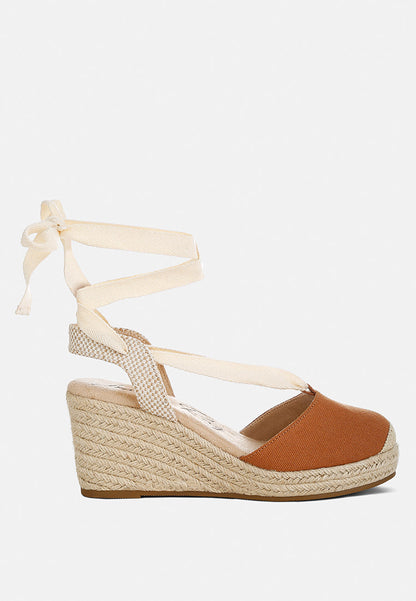 Braid Wrap Around Wedge Espadrilles