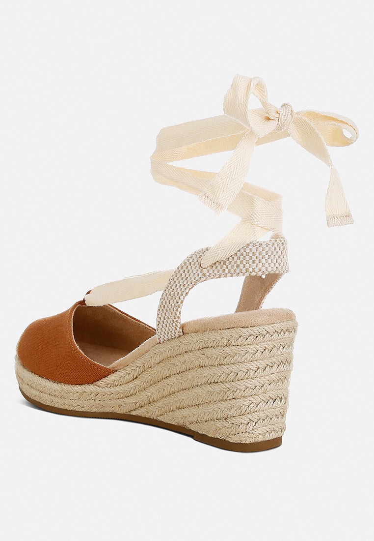 Braid Wrap Around Wedge Espadrilles