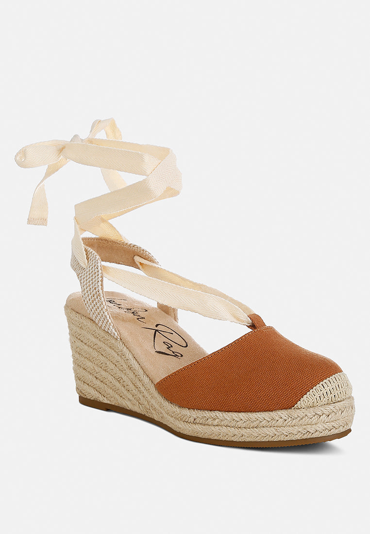 Braid Wrap Around Wedge Espadrilles