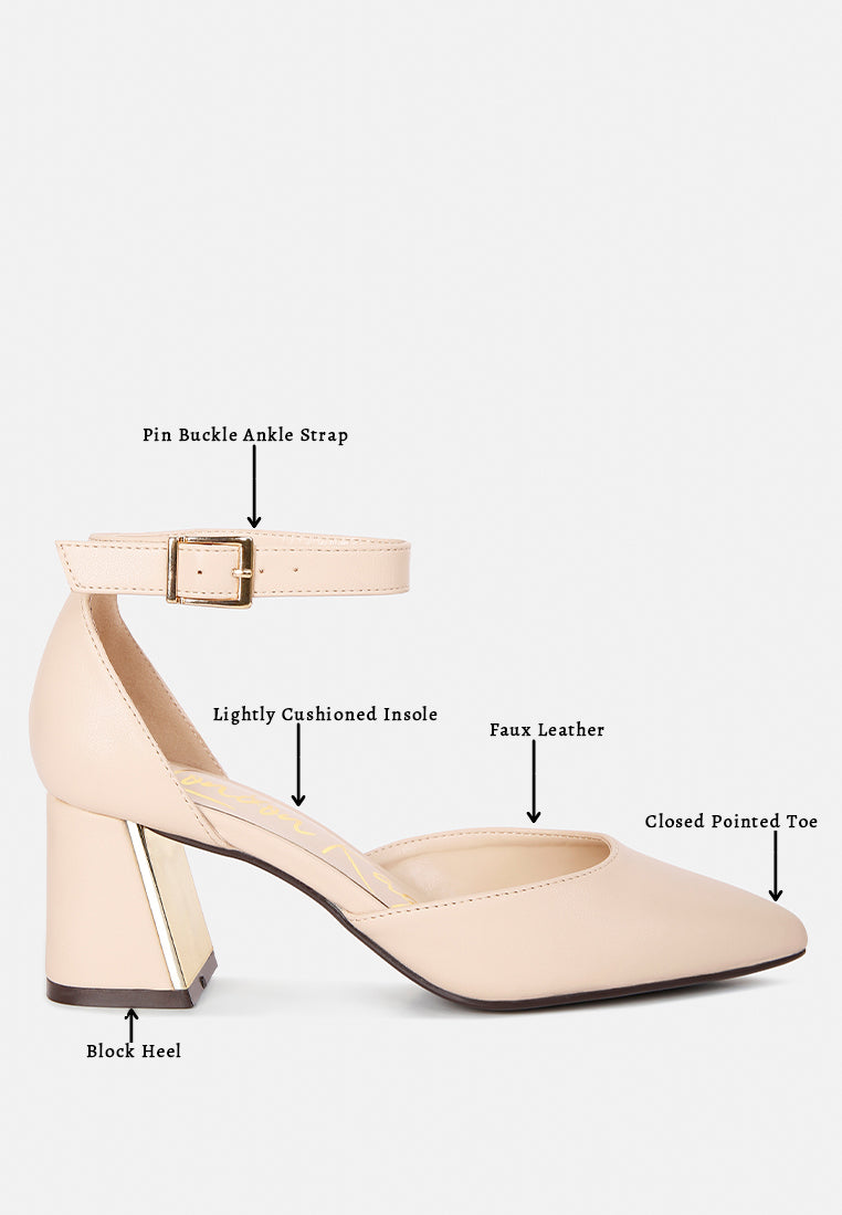 Metallic Block Heeled D'Orsay