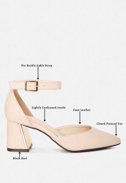 Metallic Block Heeled D'Orsay