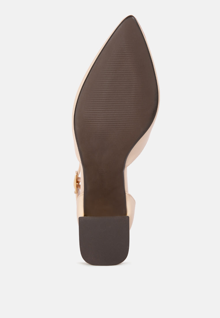 Metallic Block Heeled D'Orsay