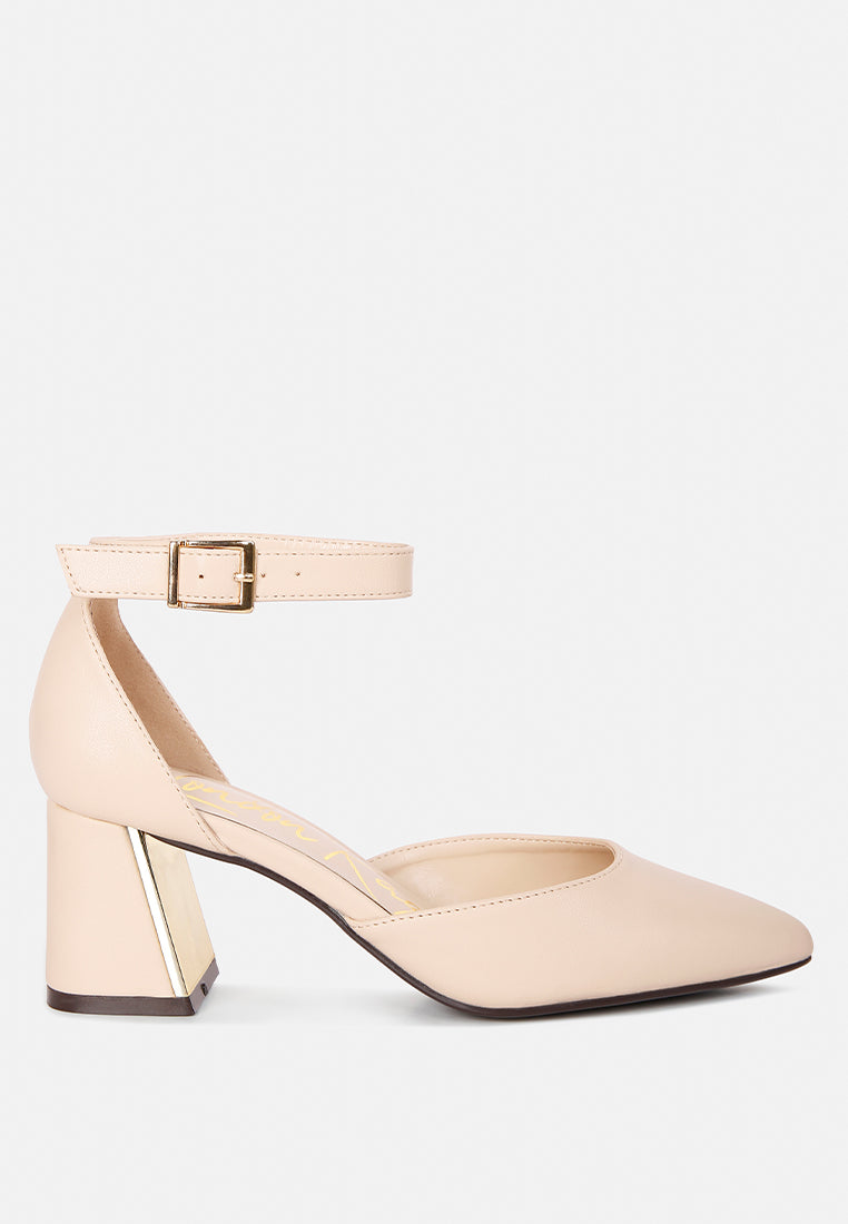 Metallic Block Heeled D'Orsay