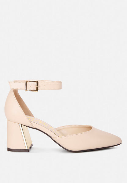 Metallic Block Heeled D'Orsay