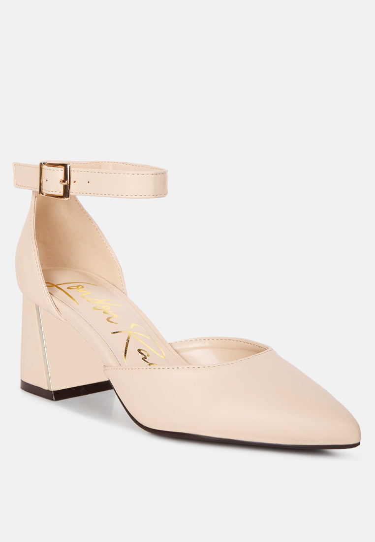Metallic Block Heeled D'Orsay