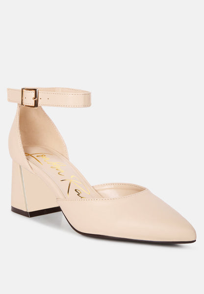 Metallic Block Heeled D'Orsay