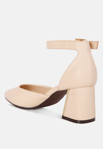 Metallic Block Heeled D'Orsay
