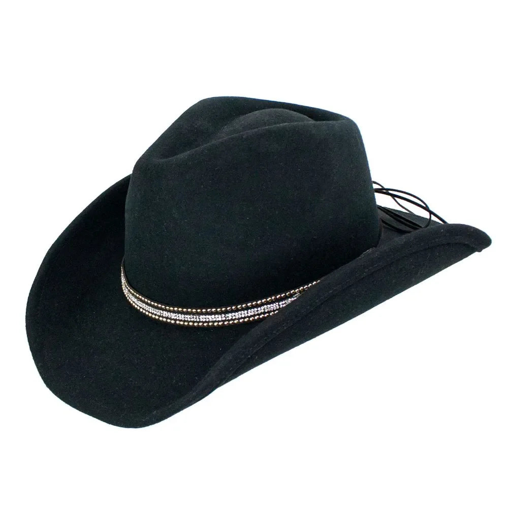 Black Wool Felt Cowgirl Hat