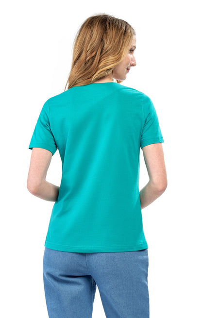 Short Sleeve Pintuck Scoop Neck Cotton Tee