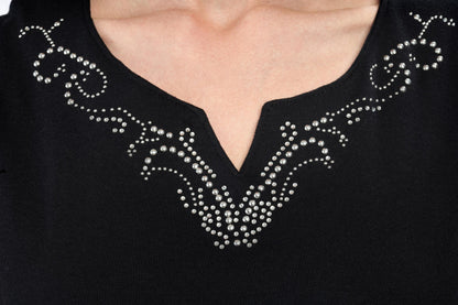 Rhinestone Notch V-Neck Sleeveless Tank