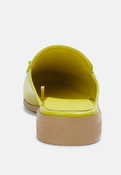 Studded Flat Patent Mules