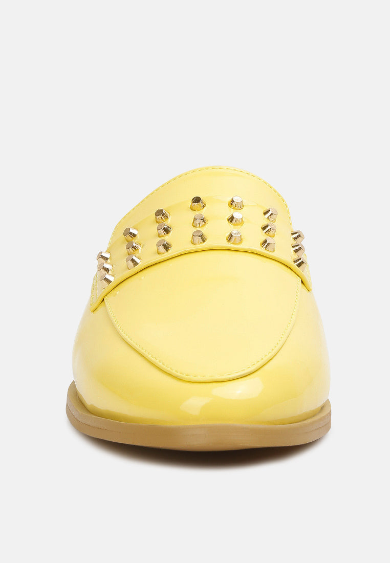 Studded Flat Patent Mules