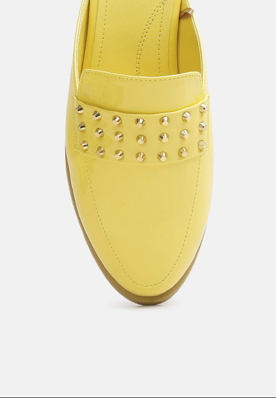 Studded Flat Patent Mules